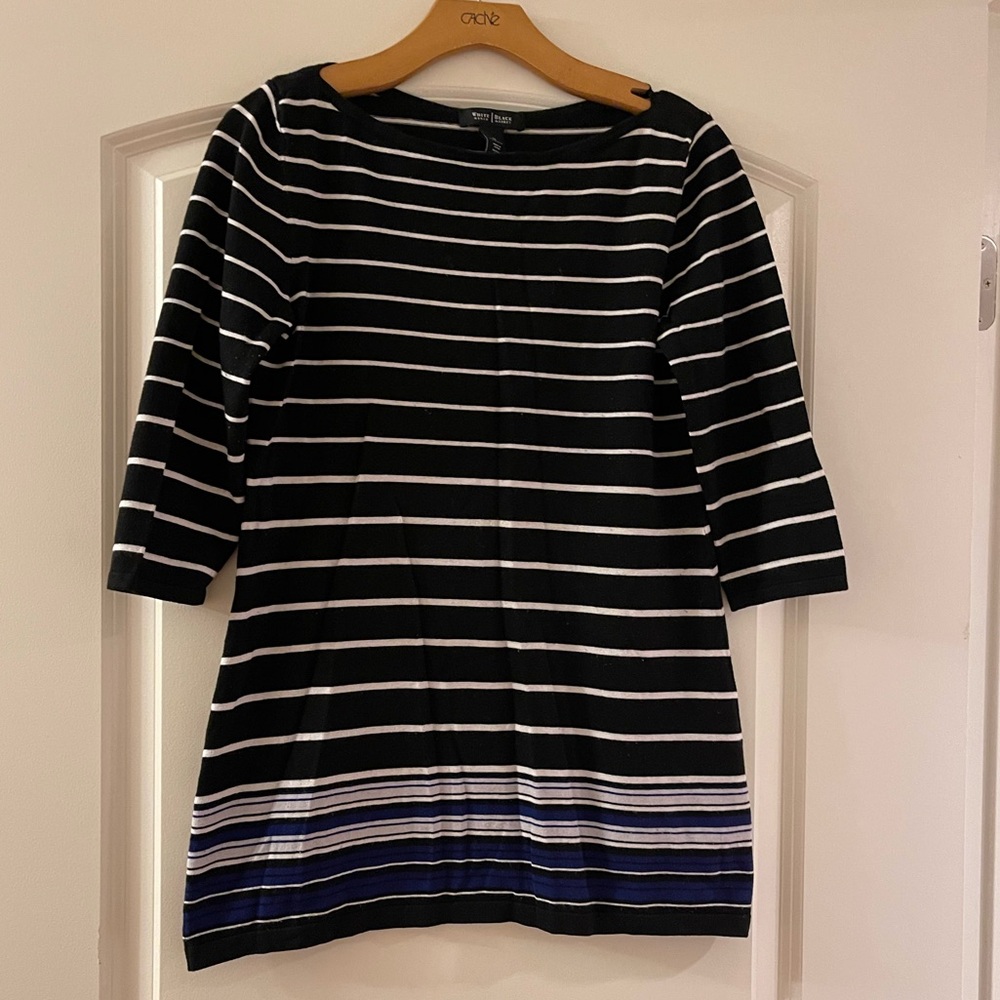 Black and Blue Striped Women's Sweater
